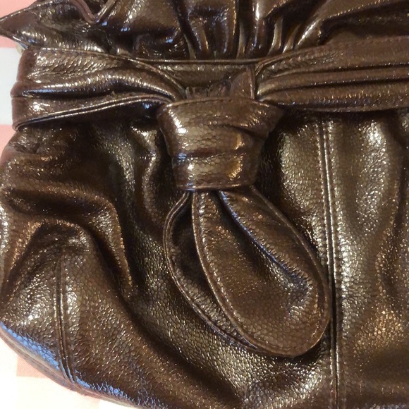 Loeffler Randall Handbag Chocolate Metallic Purse Heavy Gold Chain Link Strap - Picture 3 of 9